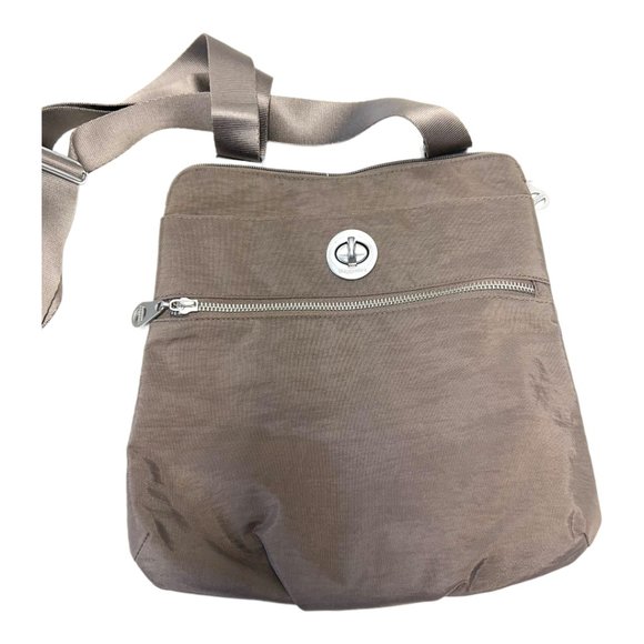 Baggallini Nylon crossbody bag purse Taupe Brown adjustable strap travel casual - Picture 4 of 9